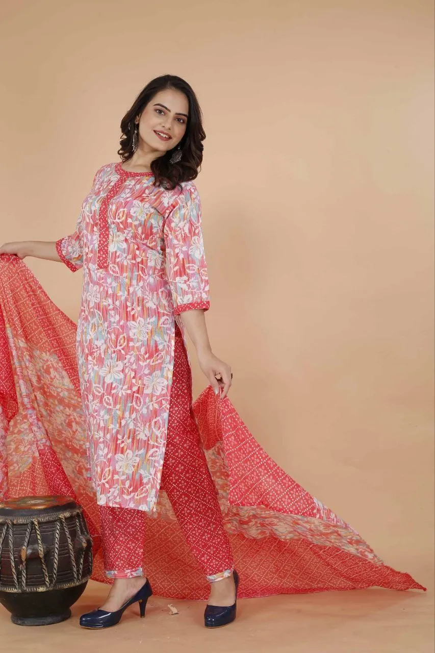 Pure Cotton Party wear 3 Piece Women Kurta Suit