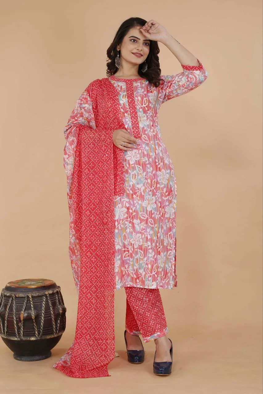 Pure Cotton Party wear 3 Piece Women Kurta Suit