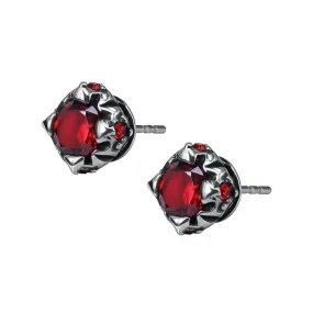 Red Cubic Zirconia Stainless Steel Punk Stud Earrings