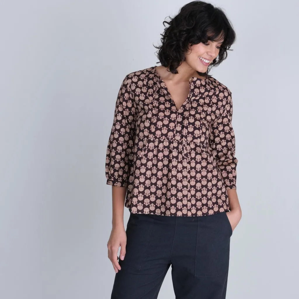 Rene Textured Cotton Boho Blouse | Bodhi Print