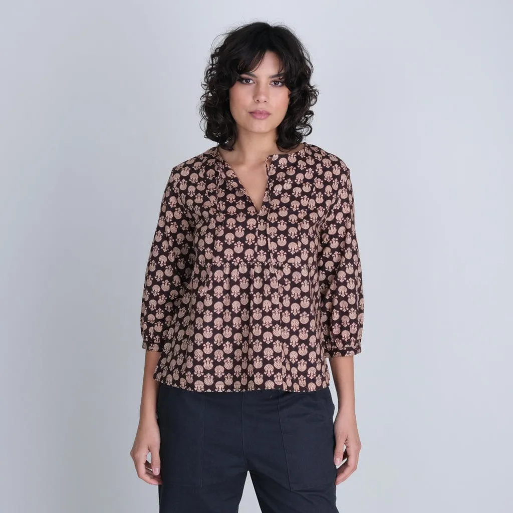 Rene Textured Cotton Boho Blouse | Bodhi Print