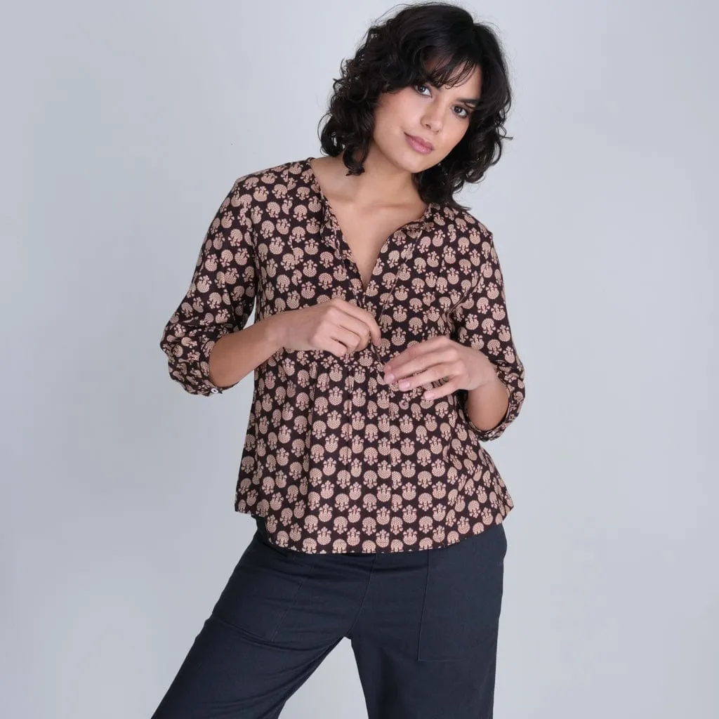 Rene Textured Cotton Boho Blouse | Bodhi Print