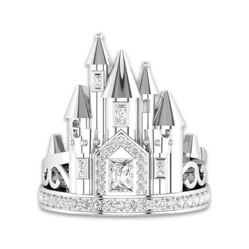 Romantic Castle Cubic Zirconia Wedding Ring