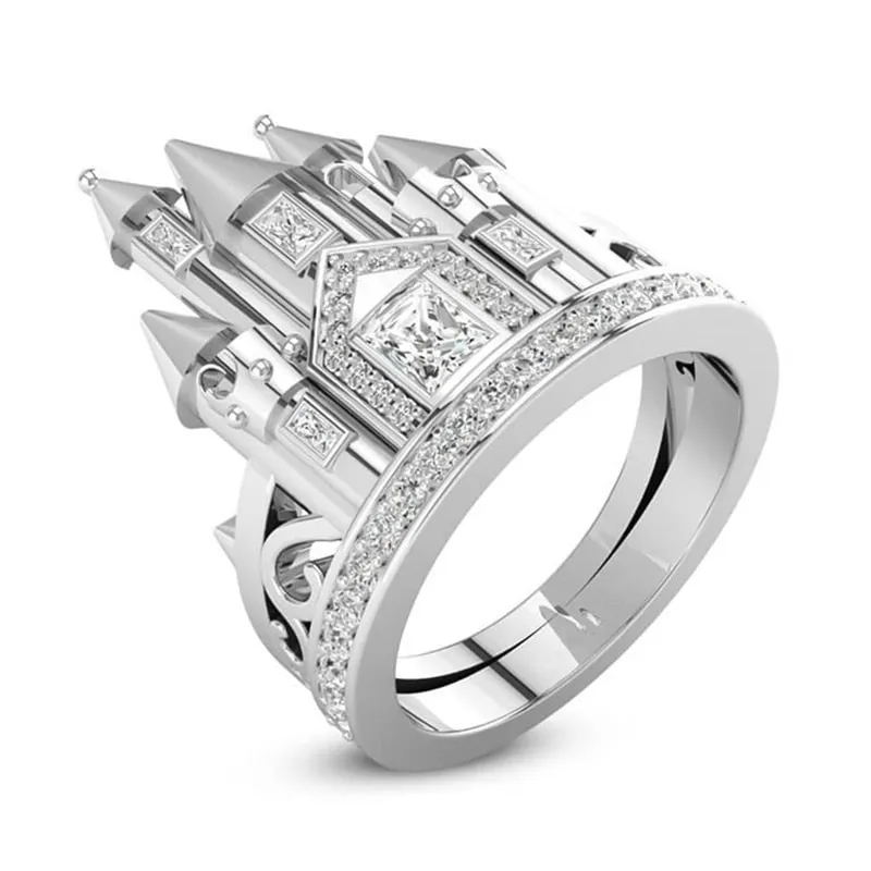 Romantic Castle Cubic Zirconia Wedding Ring