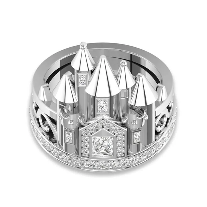 Romantic Castle Cubic Zirconia Wedding Ring