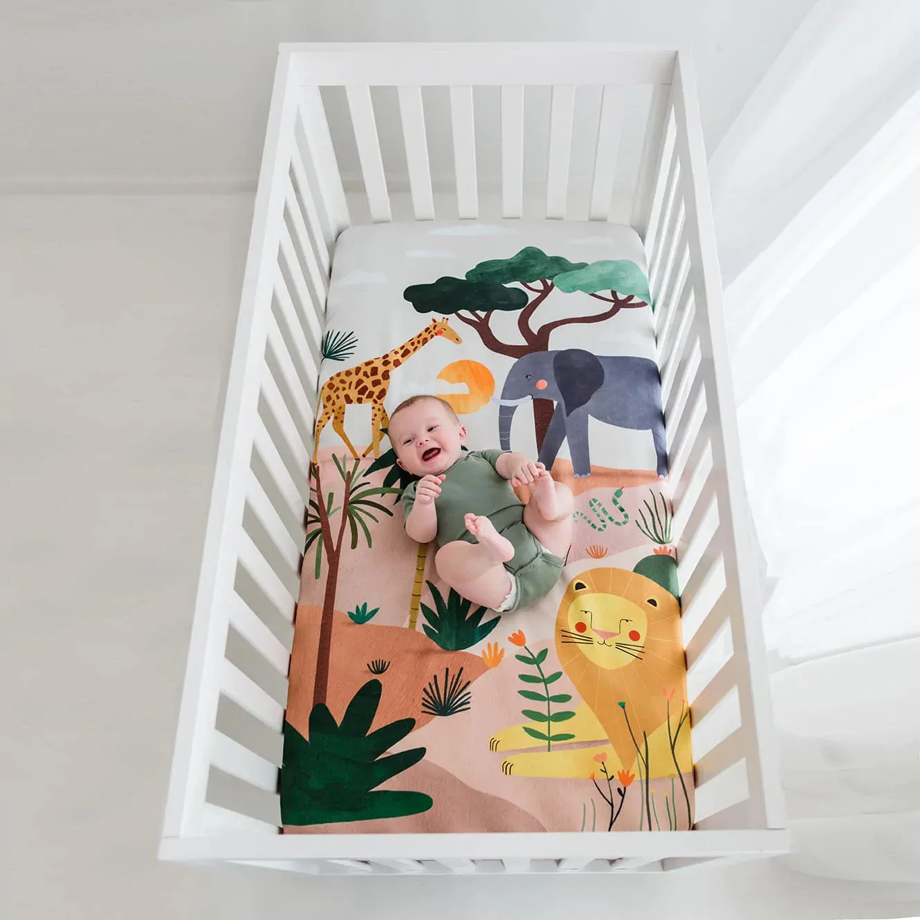 Rookie Humans Cotton Sateen Crib Sheet - In The Savannah