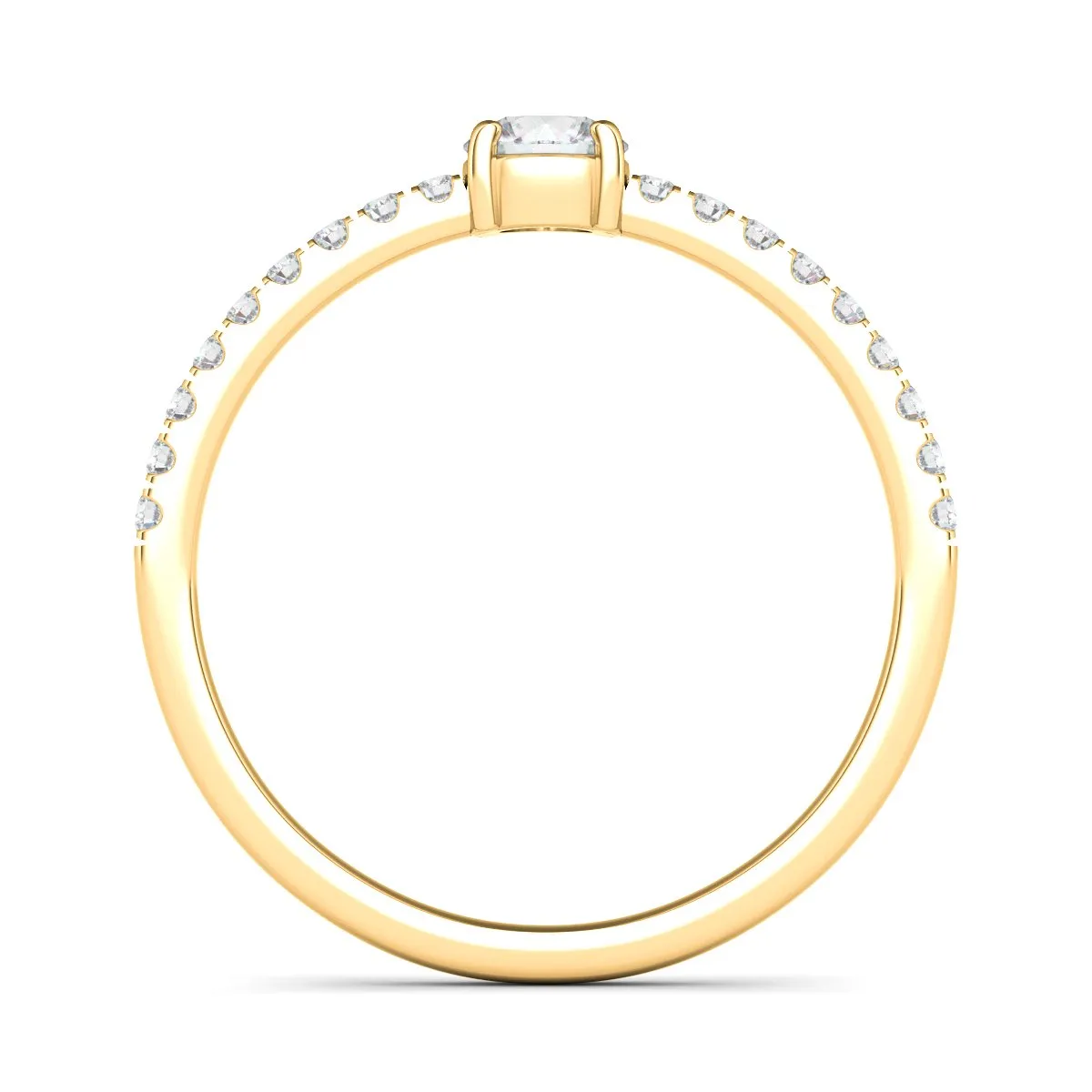 Round & Pave Diamond Ring