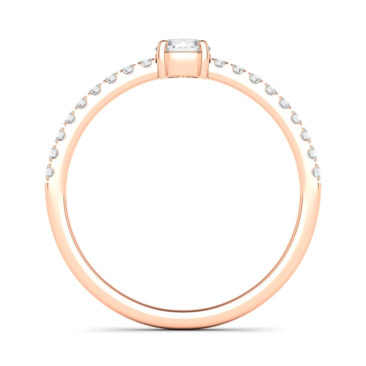 Round & Pave Diamond Ring