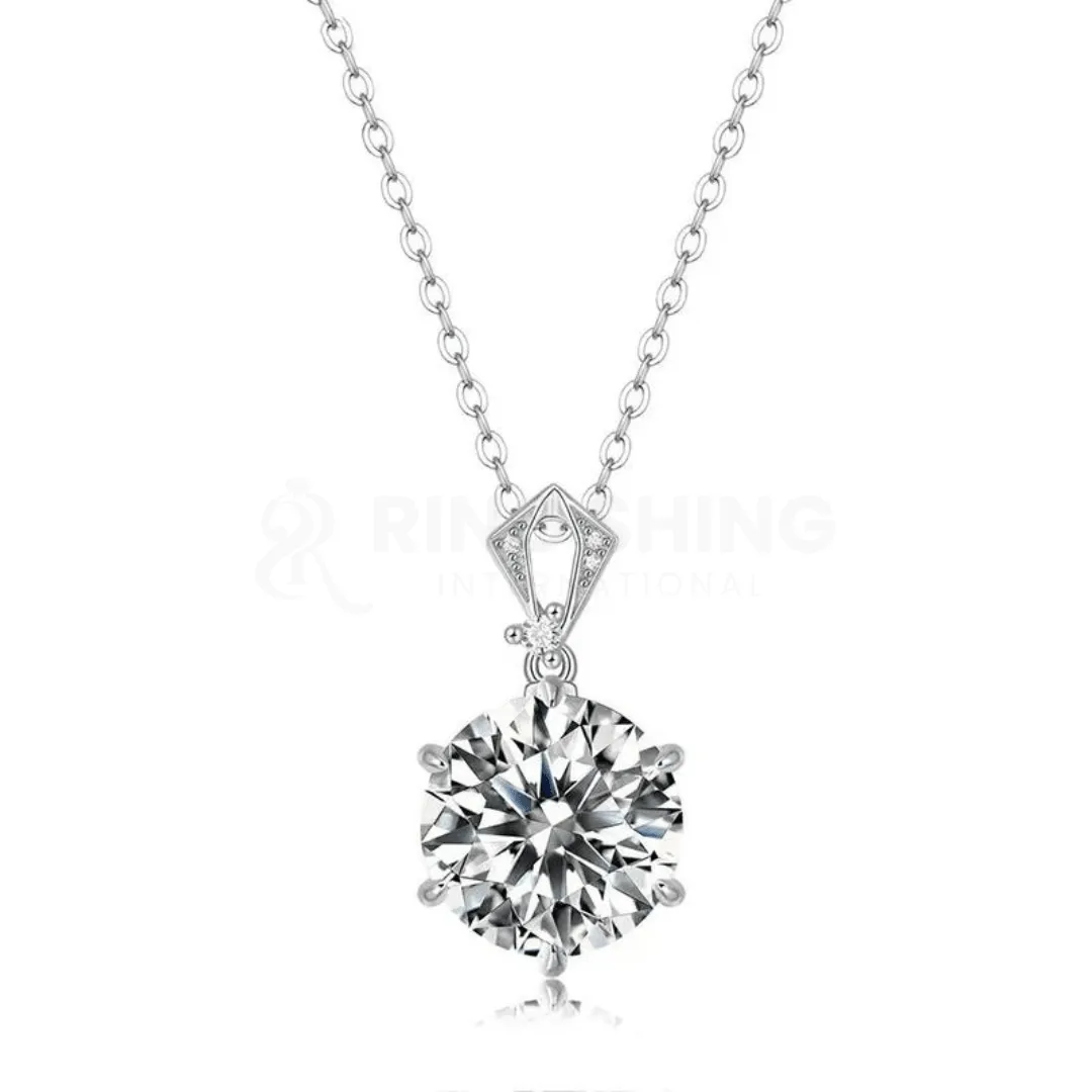 RSP 308 10.0 Carat Moissanite Diamond Pendant Rhodium Plated