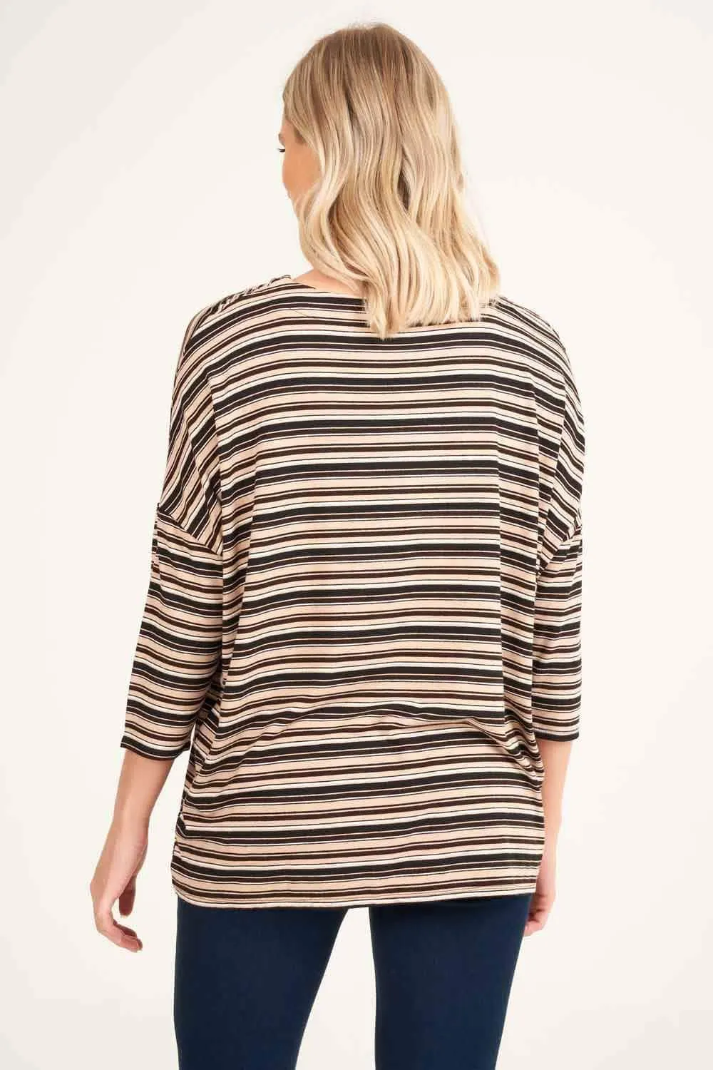 Saloos Striped Relaxed Top with Necklace