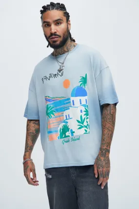 Santorini Oversize Short Sleeve Tee - Light Blue