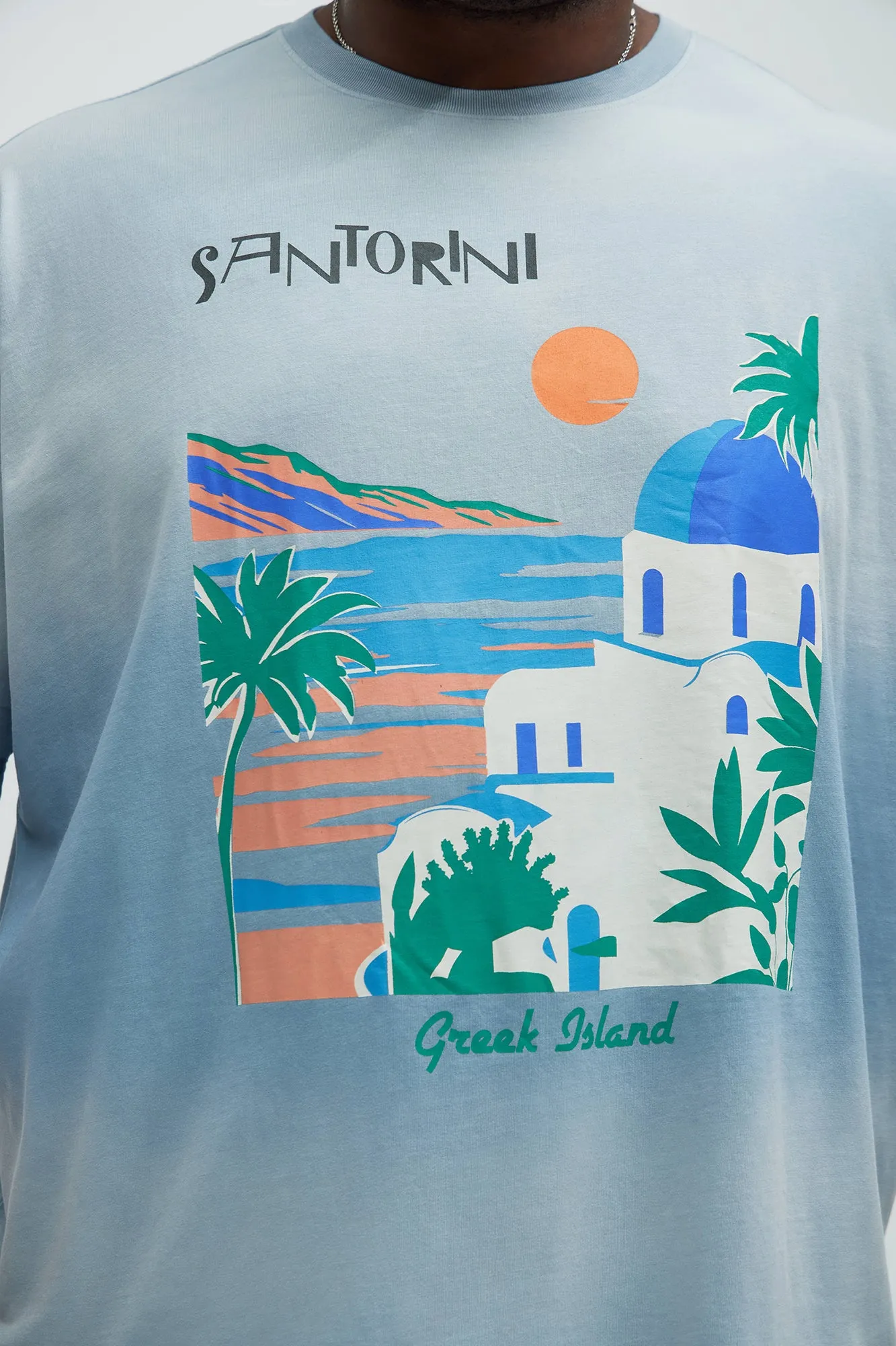 Santorini Oversize Short Sleeve Tee - Light Blue