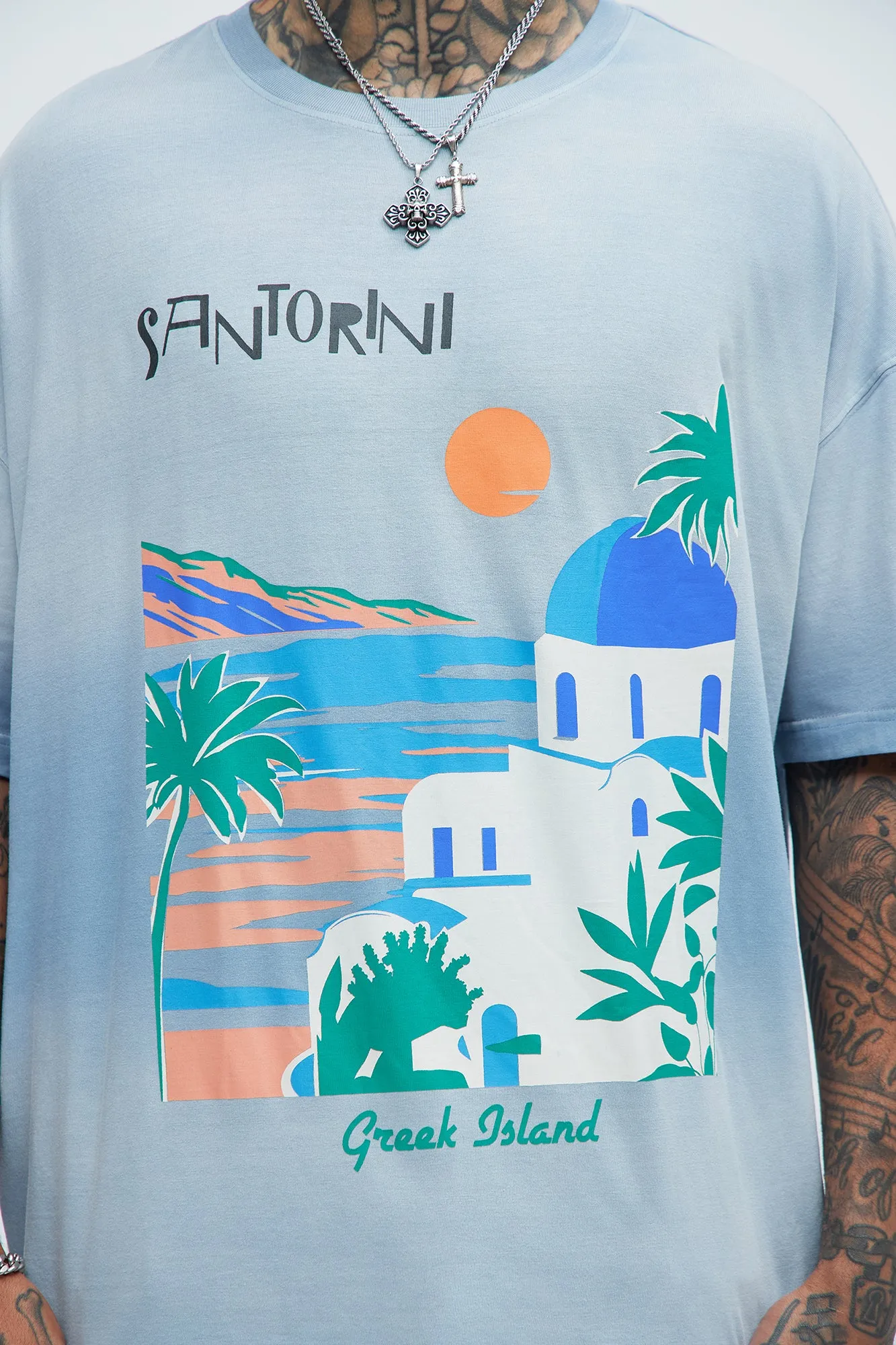 Santorini Oversize Short Sleeve Tee - Light Blue