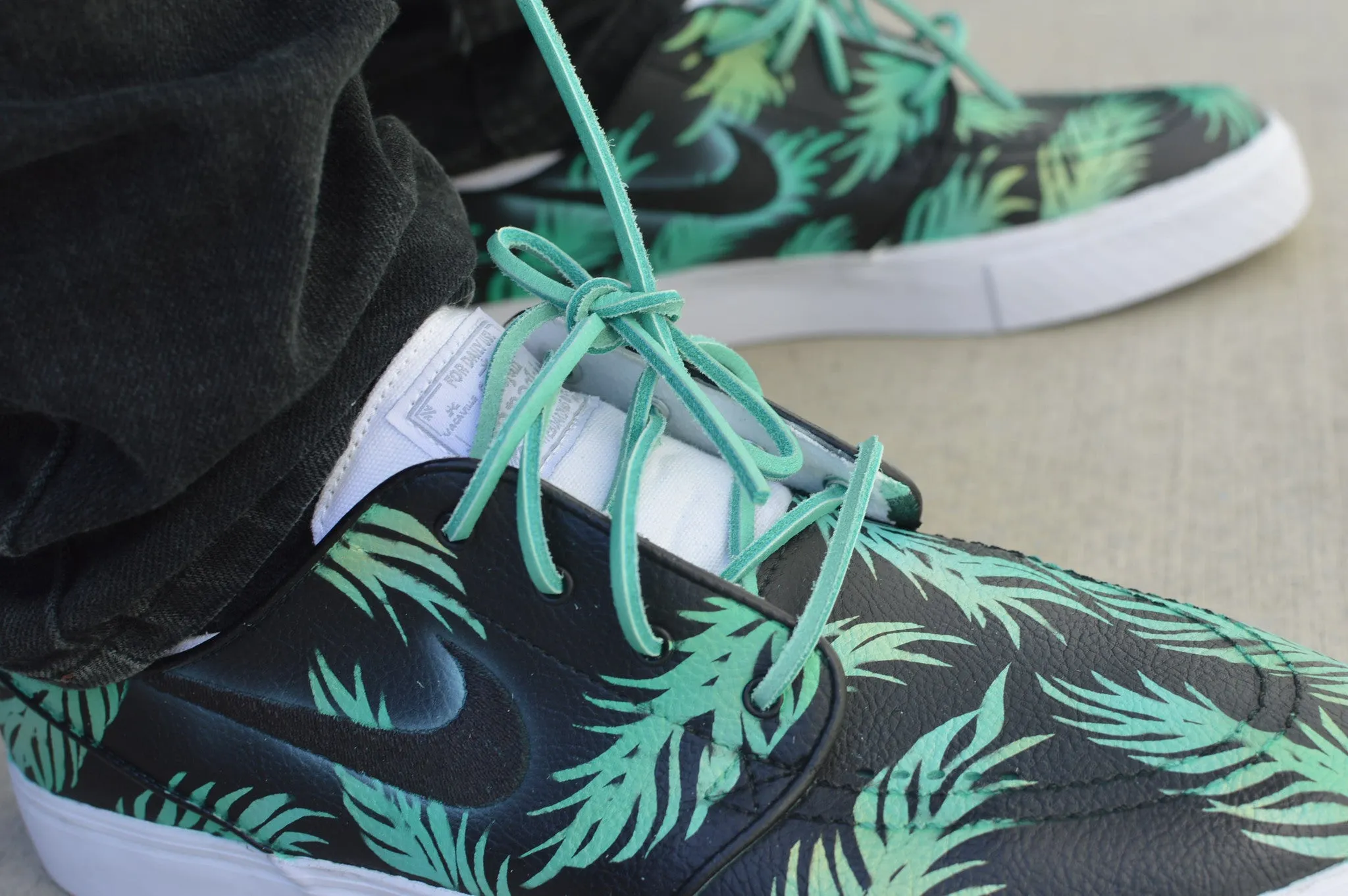 Sea Foam Green & Gold Tropical Floral Nike SB Stefan Janoski - Custom Hand Painted