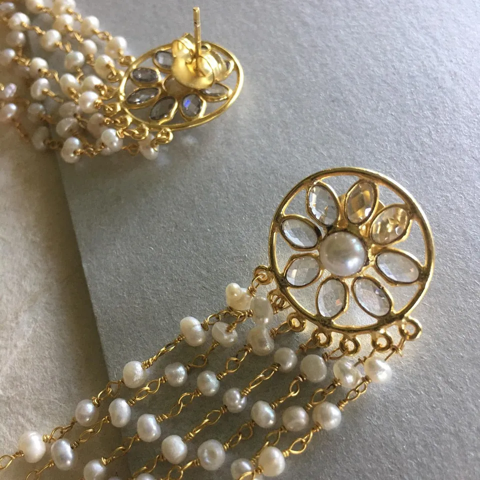 Shiana Pearl Earrings With Yellow Topaz