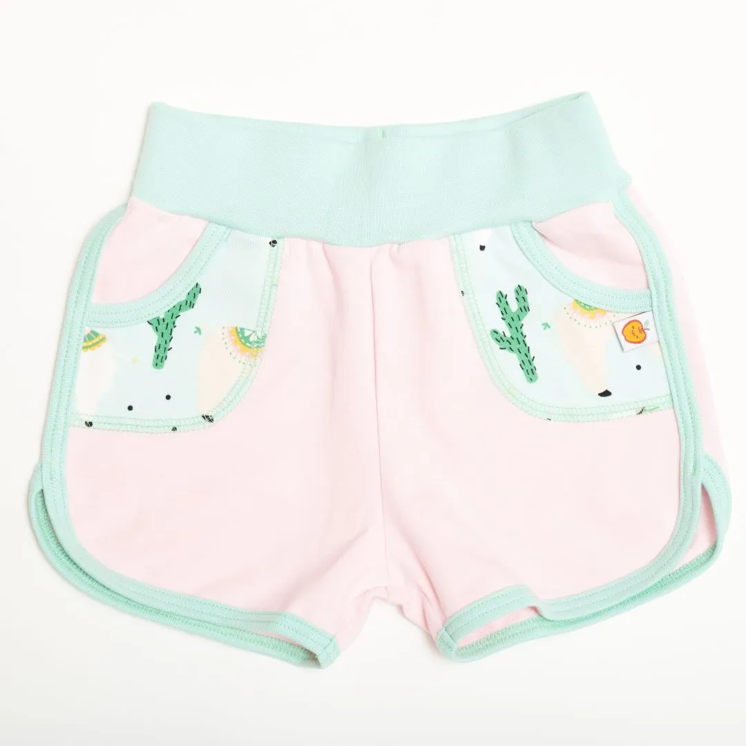 Shorts "Summersweat Baby Pink/Alpakas Turquoise"