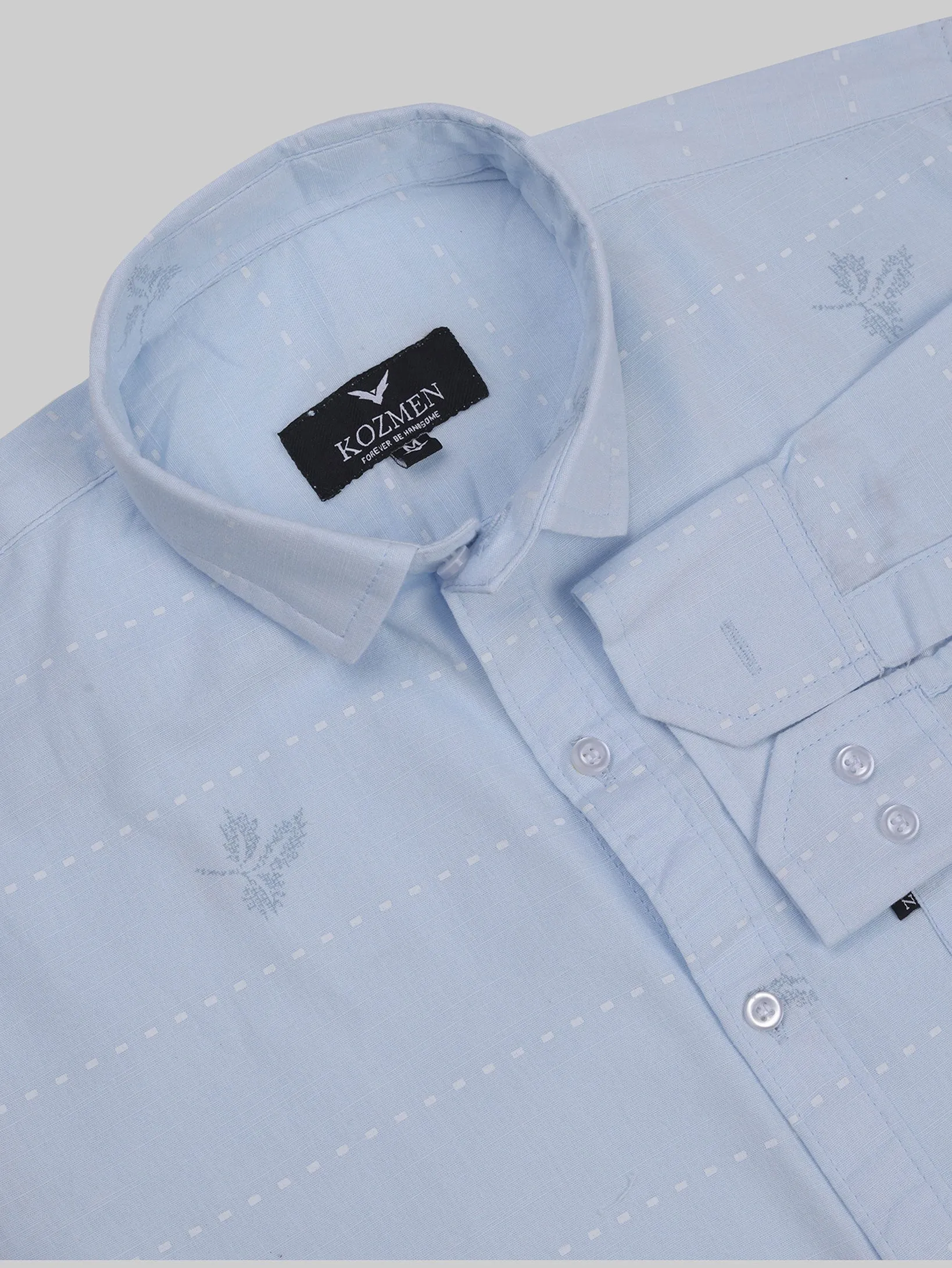 Sky Blue Color Casual Maple Leaf Print Shirt