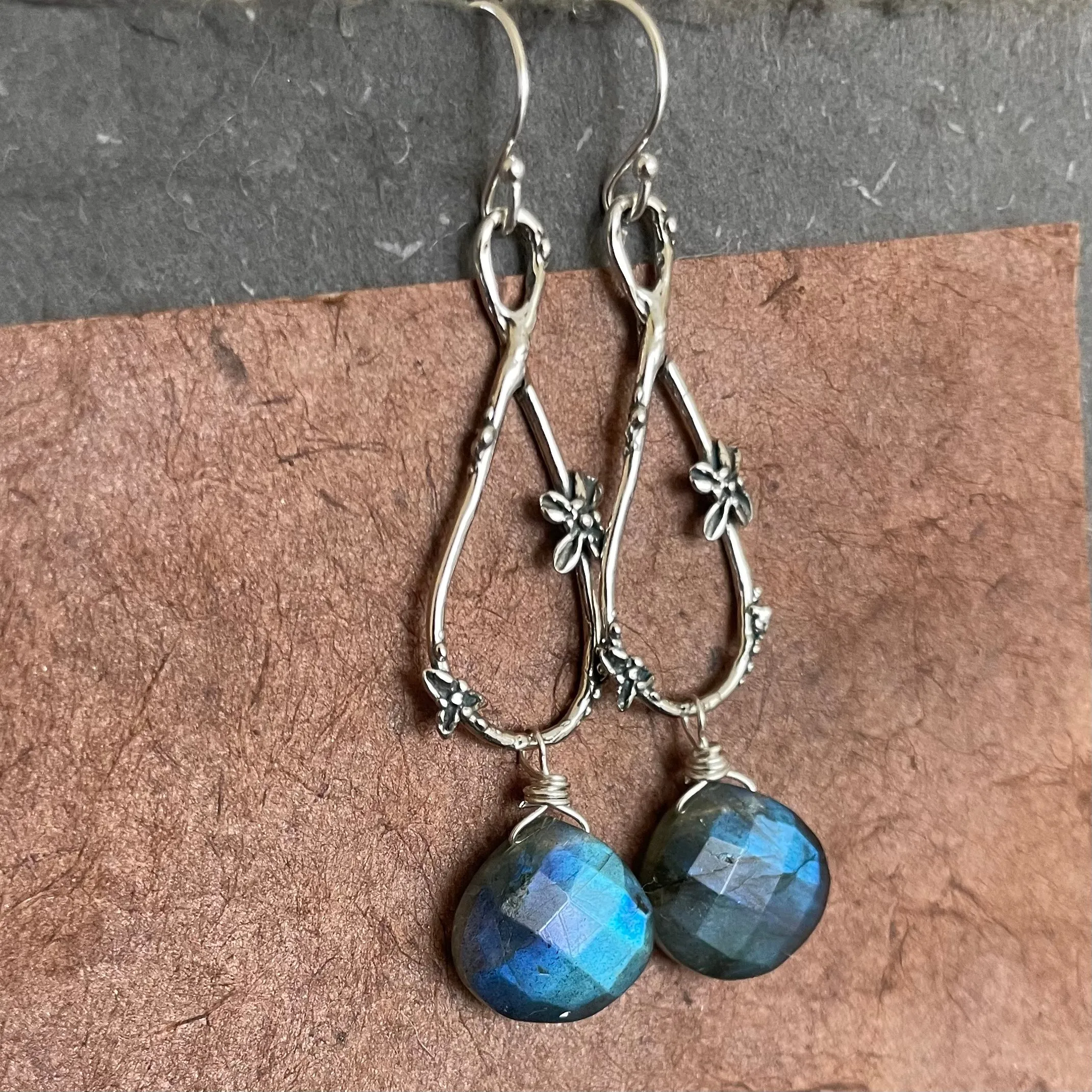 Spring in Your Step artisan floral earrings, Labradorite