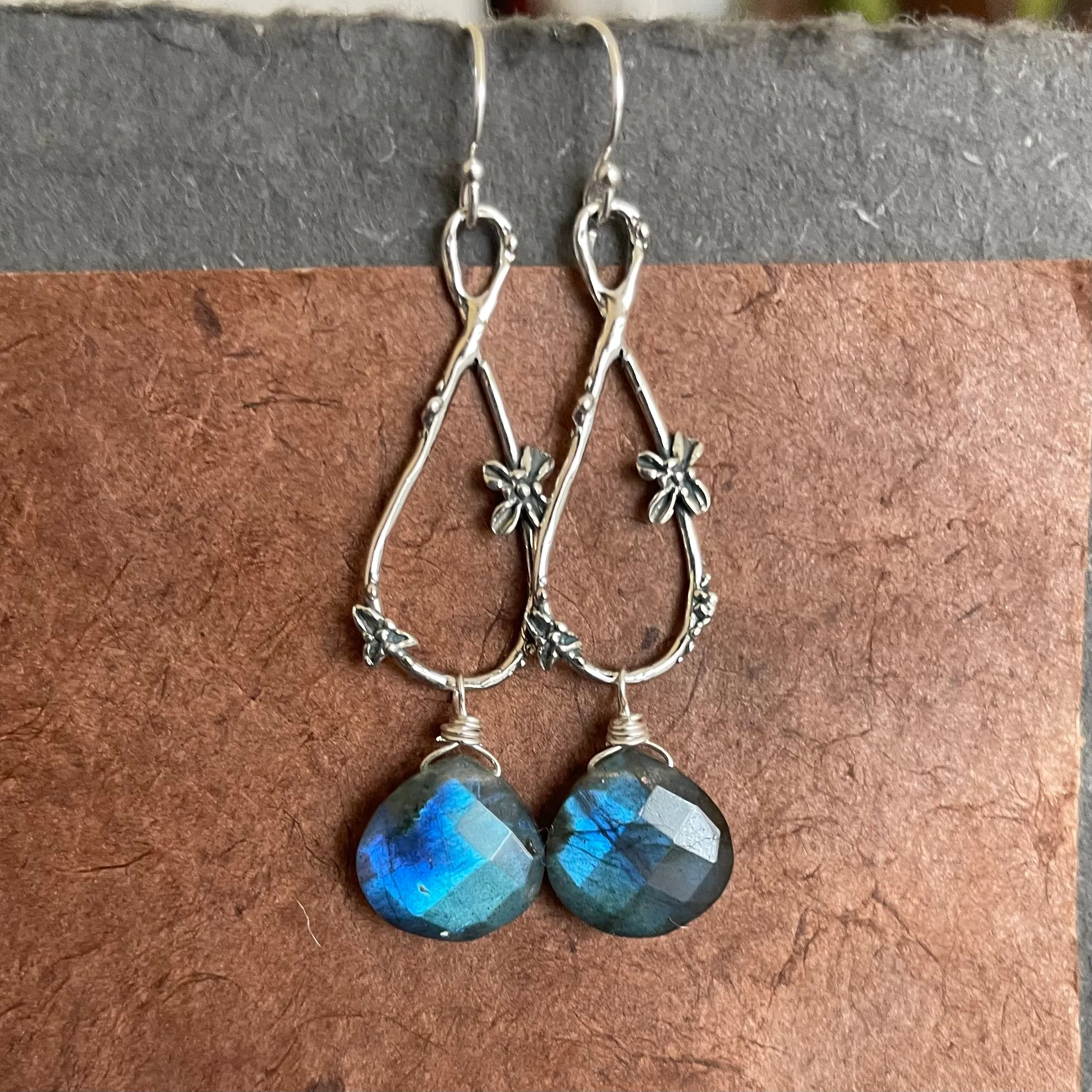 Spring in Your Step artisan floral earrings, Labradorite