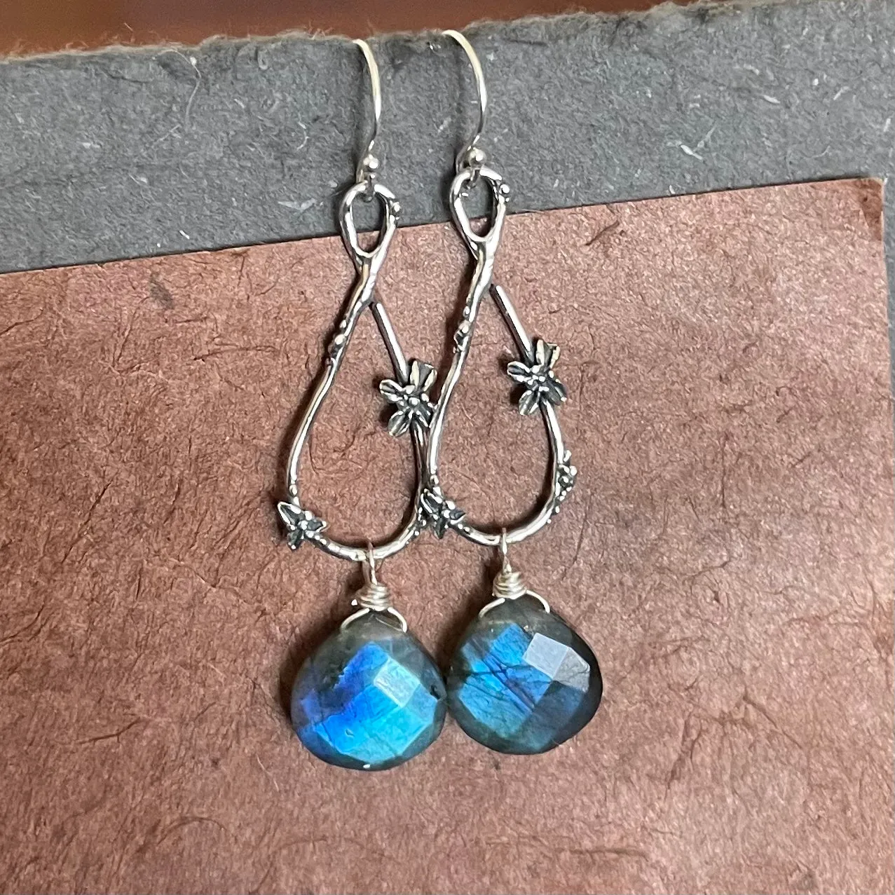 Spring in Your Step artisan floral earrings, Labradorite