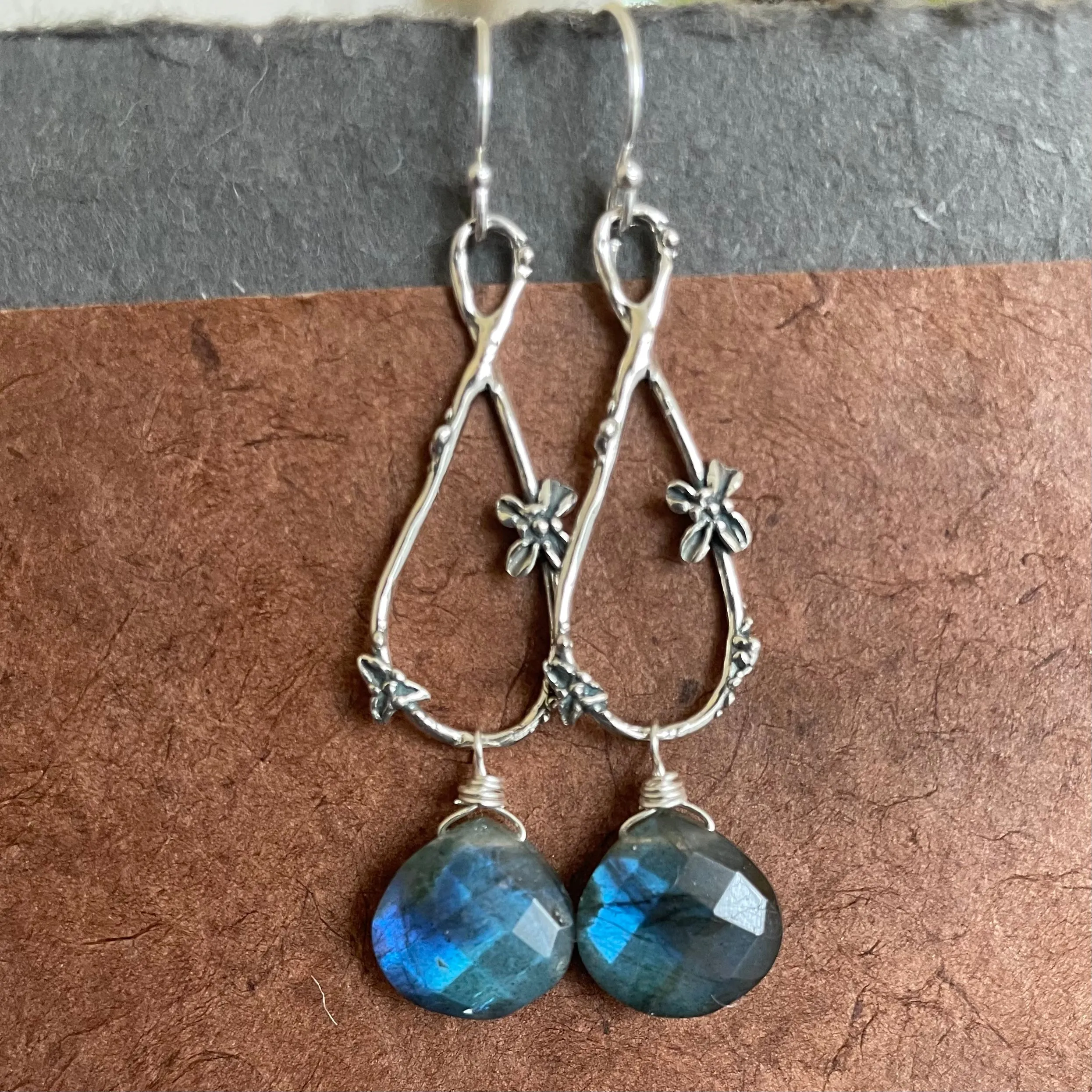 Spring in Your Step artisan floral earrings, Labradorite