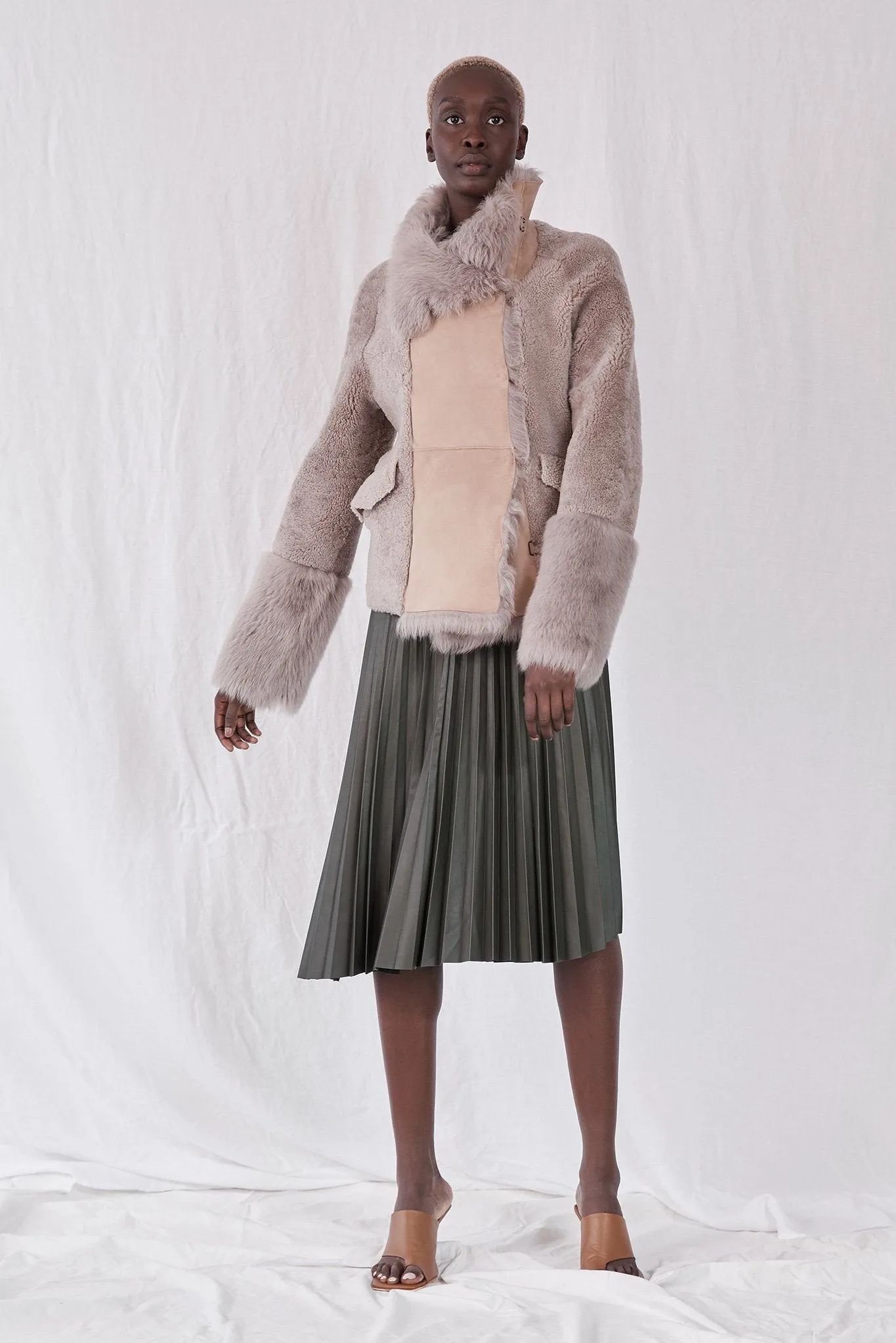 Spring Street Shearling Coat Taupe Shearling