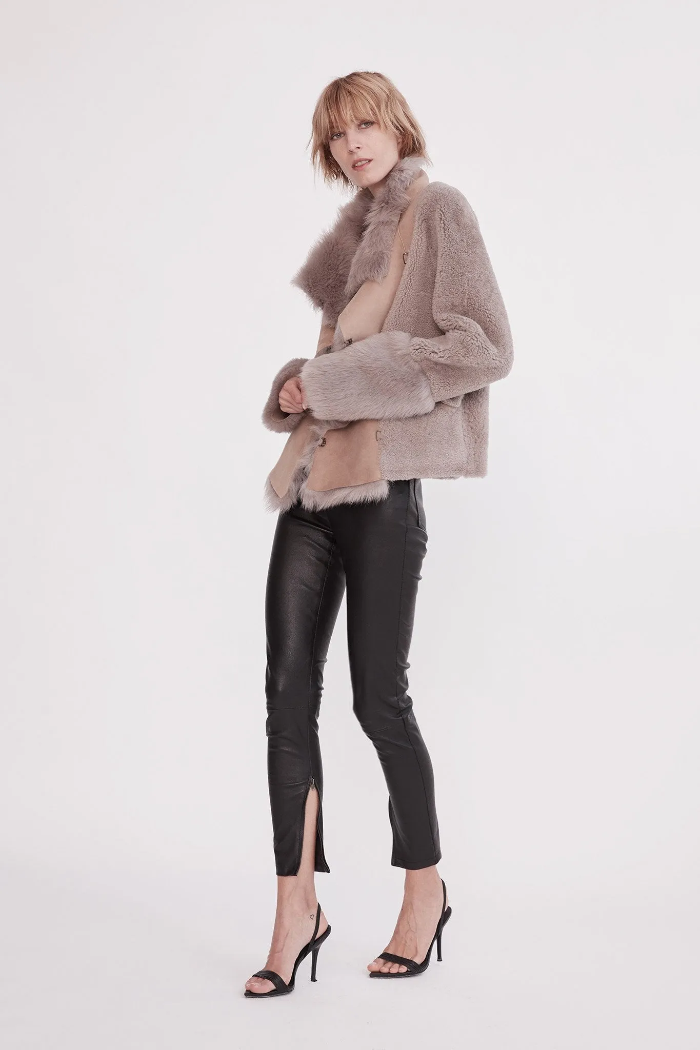 Spring Street Shearling Coat Taupe Shearling