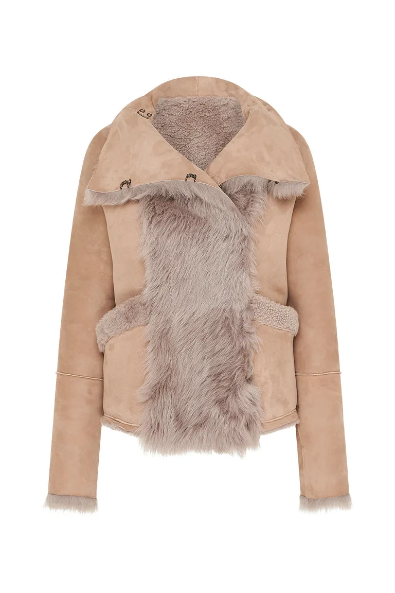 Spring Street Shearling Coat Taupe Shearling