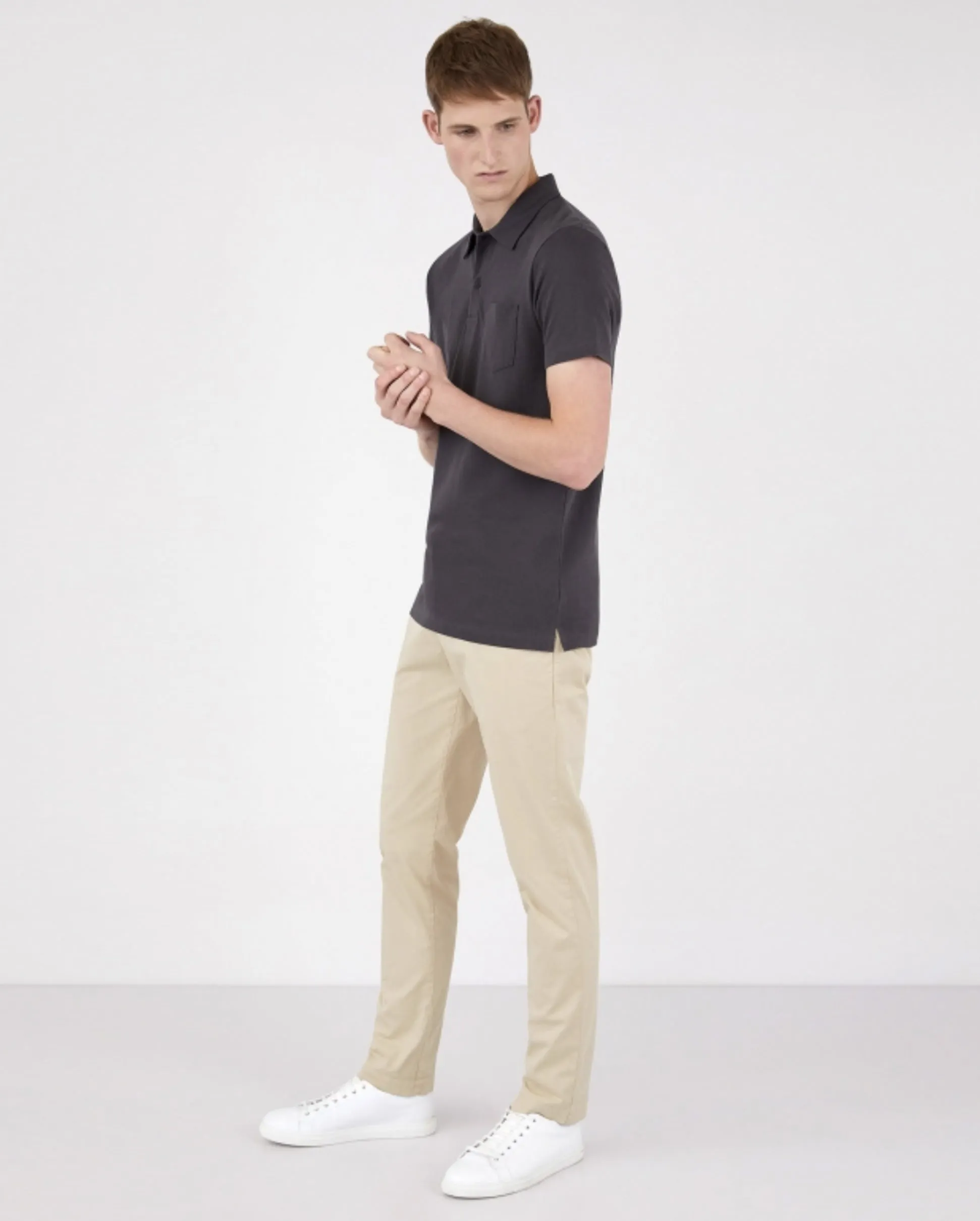 S/S RIVIERA POLO / CHARCOAL