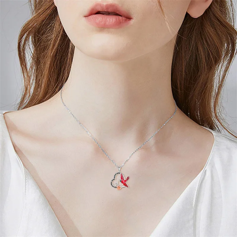 Sterling Silver Animal Necklace Red Cardinal Necklace for Women Girls Friends Animals Pendant Jewelry Mothers Day Gifts