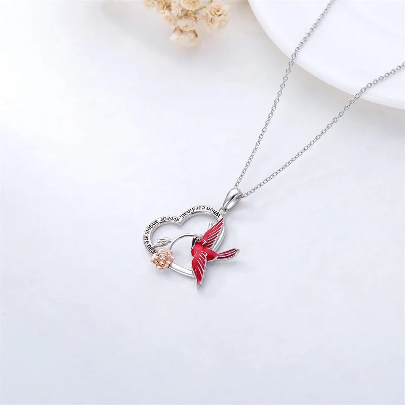 Sterling Silver Animal Necklace Red Cardinal Necklace for Women Girls Friends Animals Pendant Jewelry Mothers Day Gifts