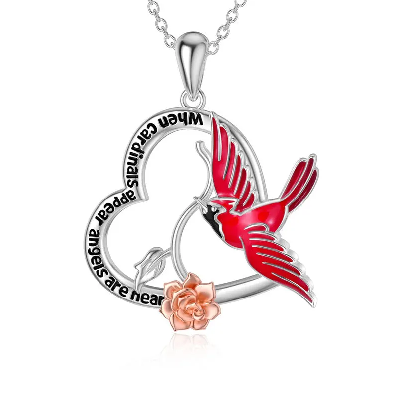 Sterling Silver Animal Necklace Red Cardinal Necklace for Women Girls Friends Animals Pendant Jewelry Mothers Day Gifts