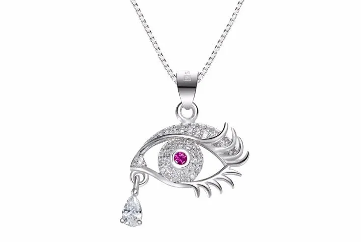 Sterling silver crying eye necklace