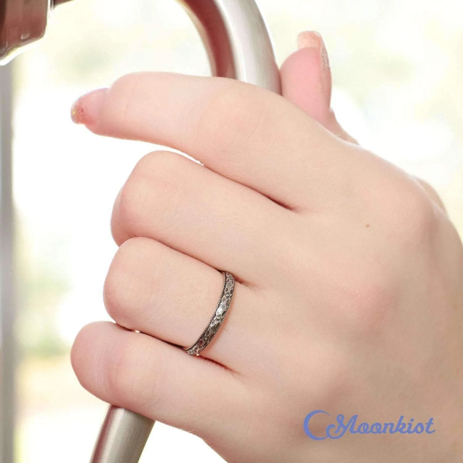 Sterling Silver Womens Milgrain Wedding Ring | Moonkist Designs