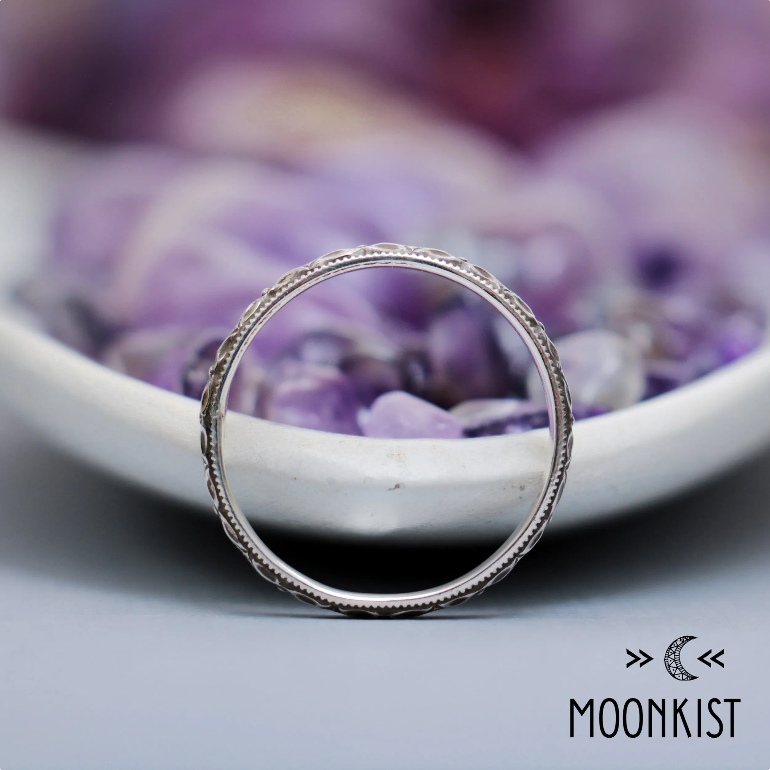 Sterling Silver Womens Milgrain Wedding Ring | Moonkist Designs