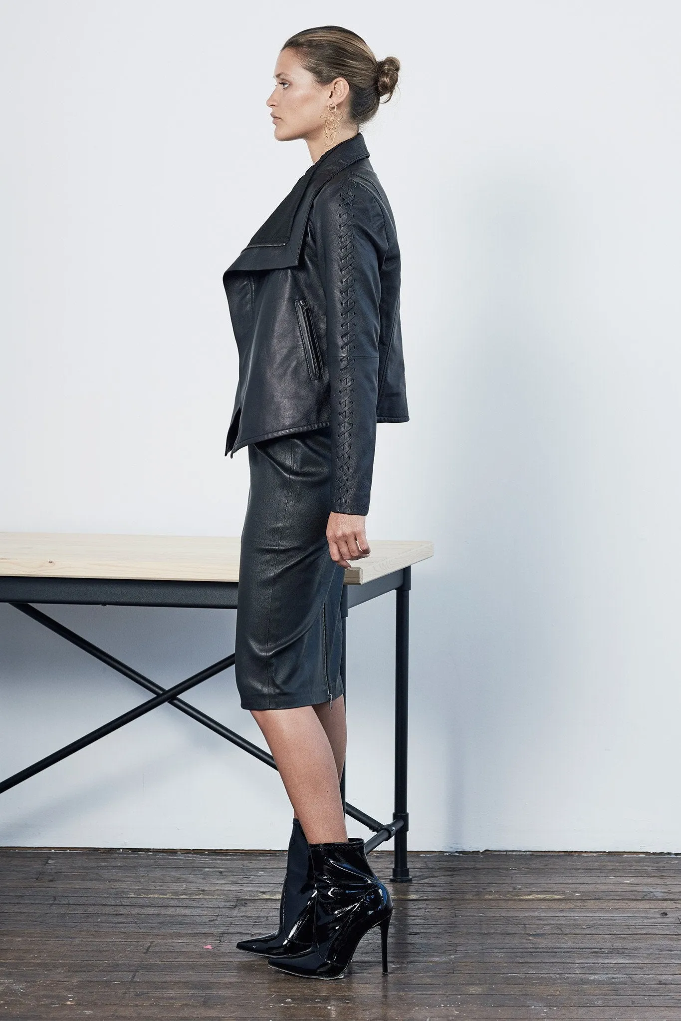 The Paddington Drape Jacket Black Leather