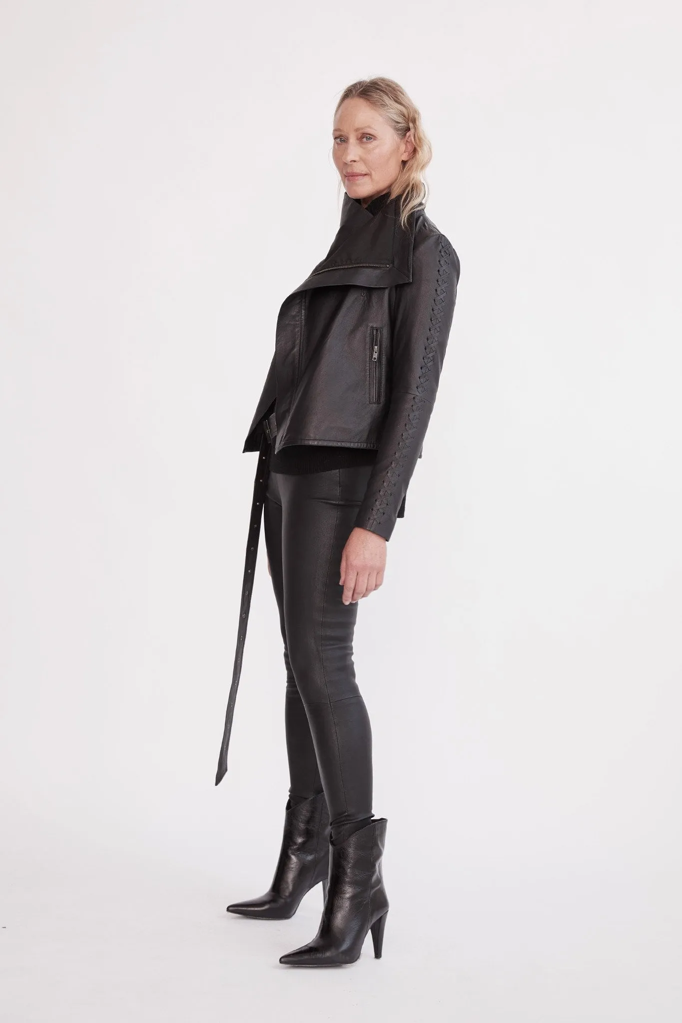 The Paddington Drape Jacket Black Leather