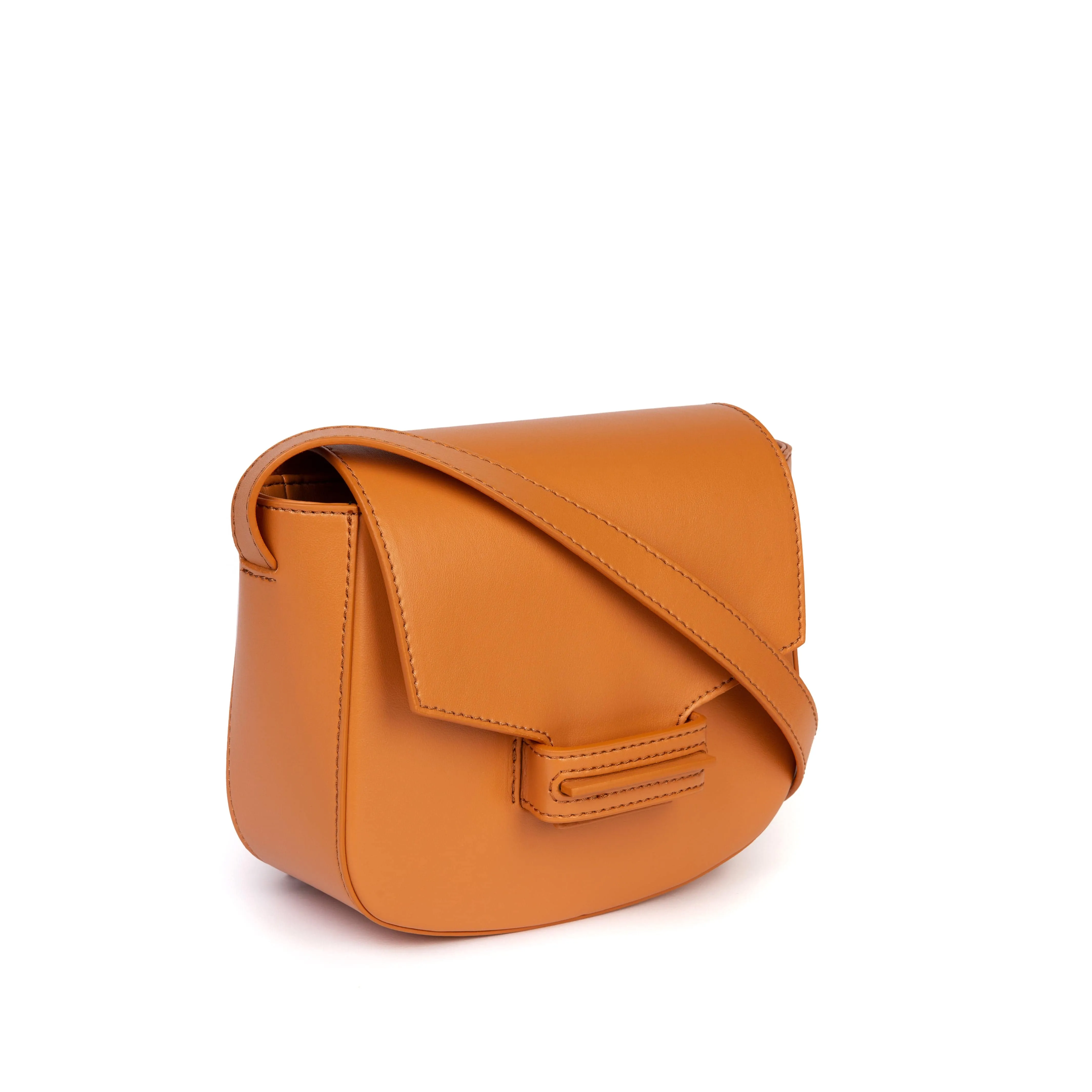 The Vida Apple Leather Vegan Saddle Bag | Pumpkin