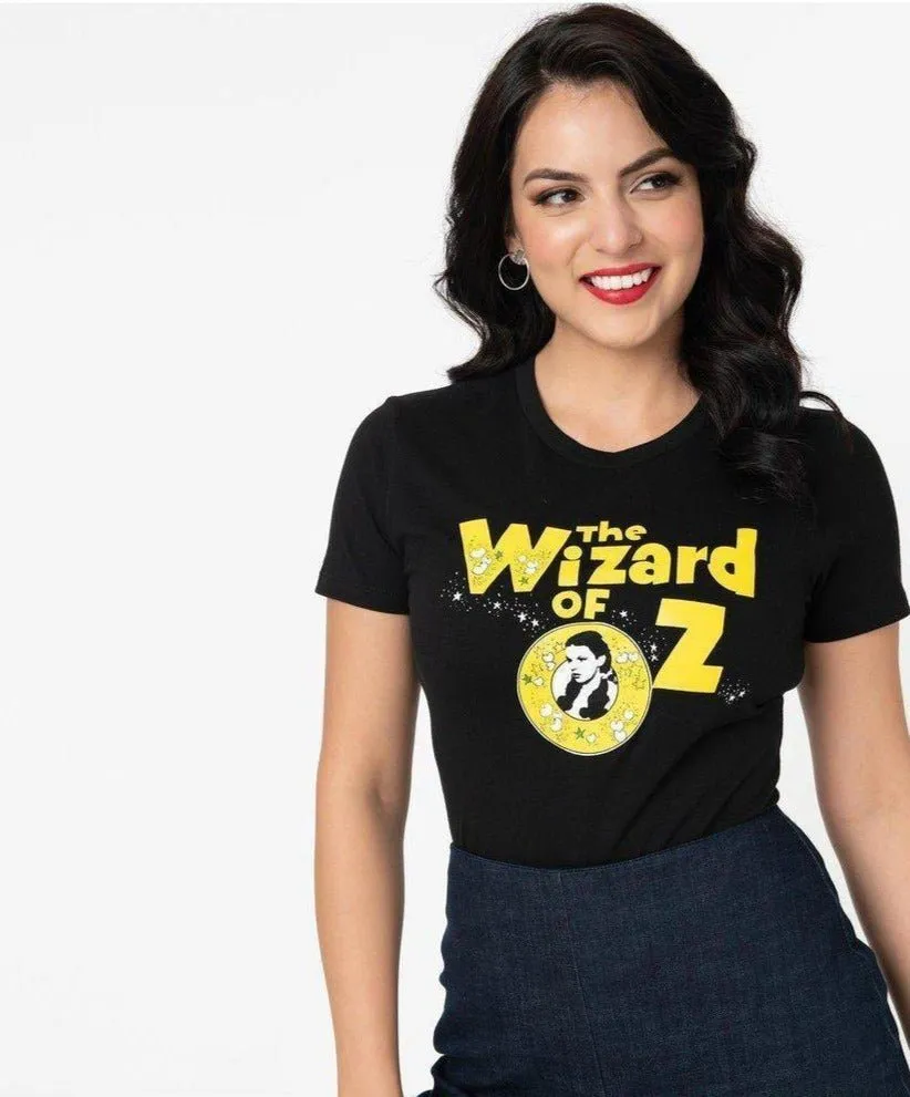 The Wizard Of Oz x Unique Vintage Retro Logo Fitted Tee