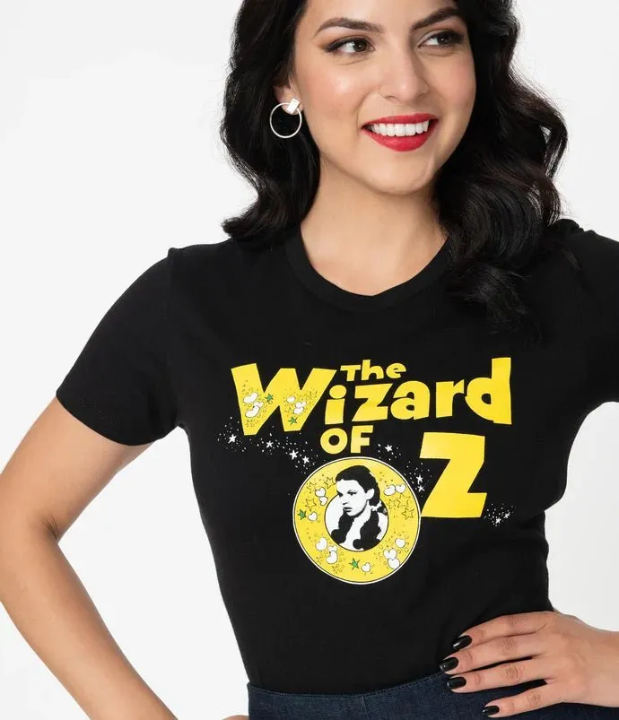 The Wizard Of Oz x Unique Vintage Retro Logo Fitted Tee