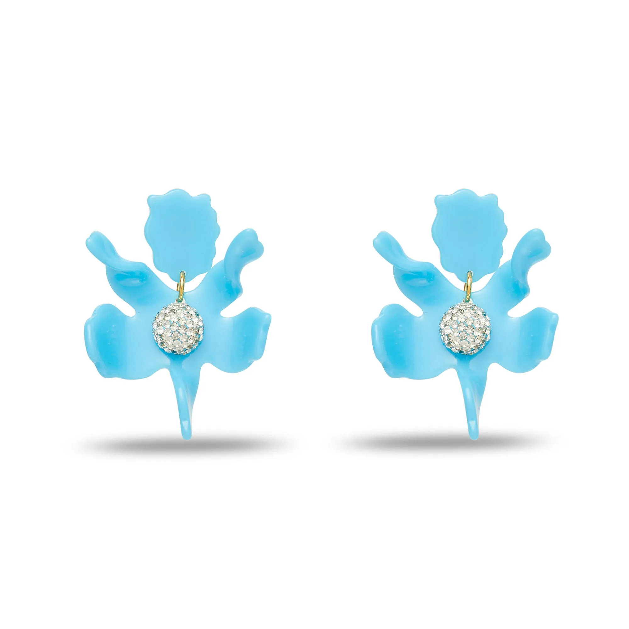 TURQUOISE SMALL CRYSTAL LILY EARRINGS