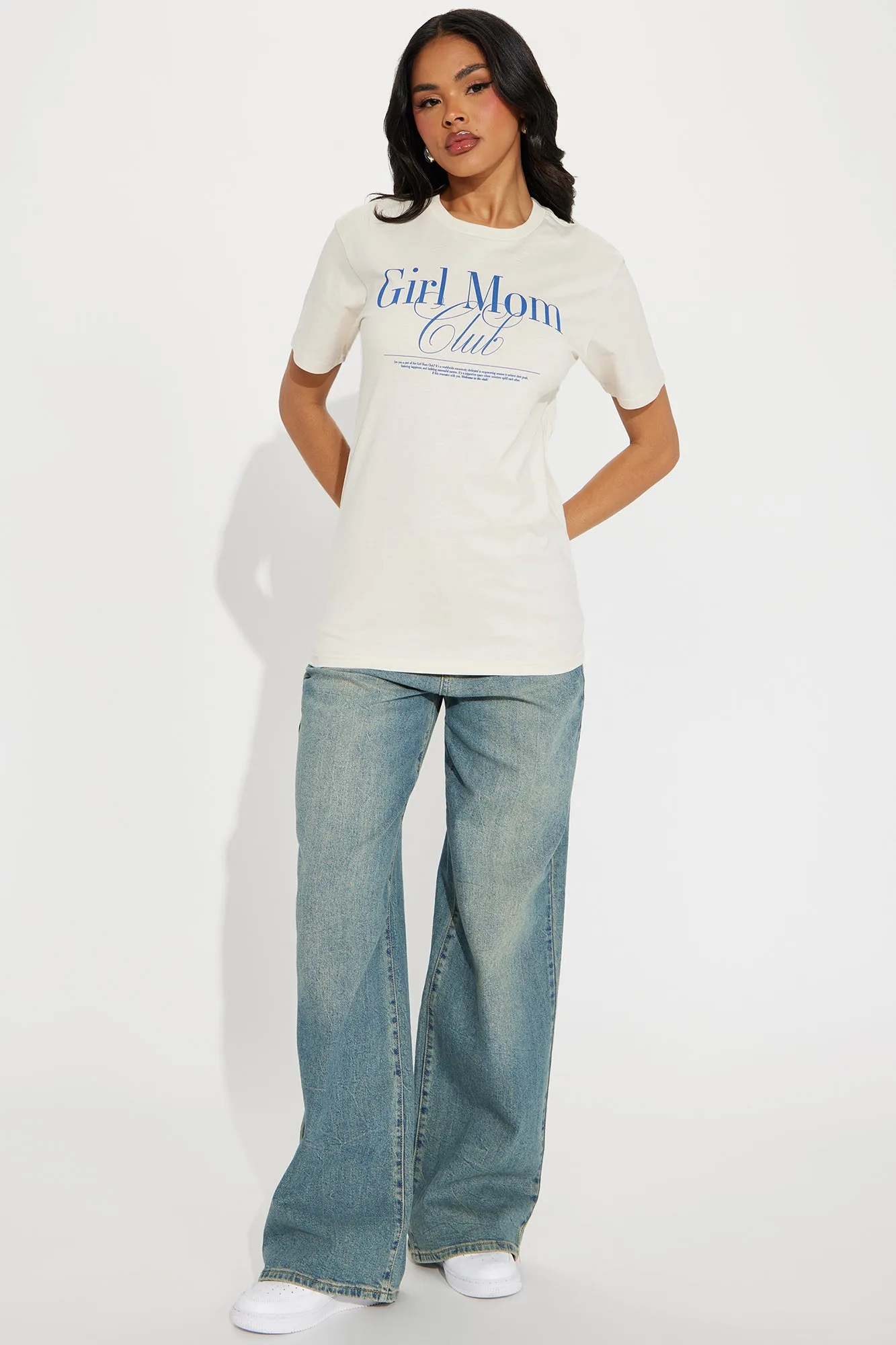 Vintage Girl Mom Club Tee - Beige