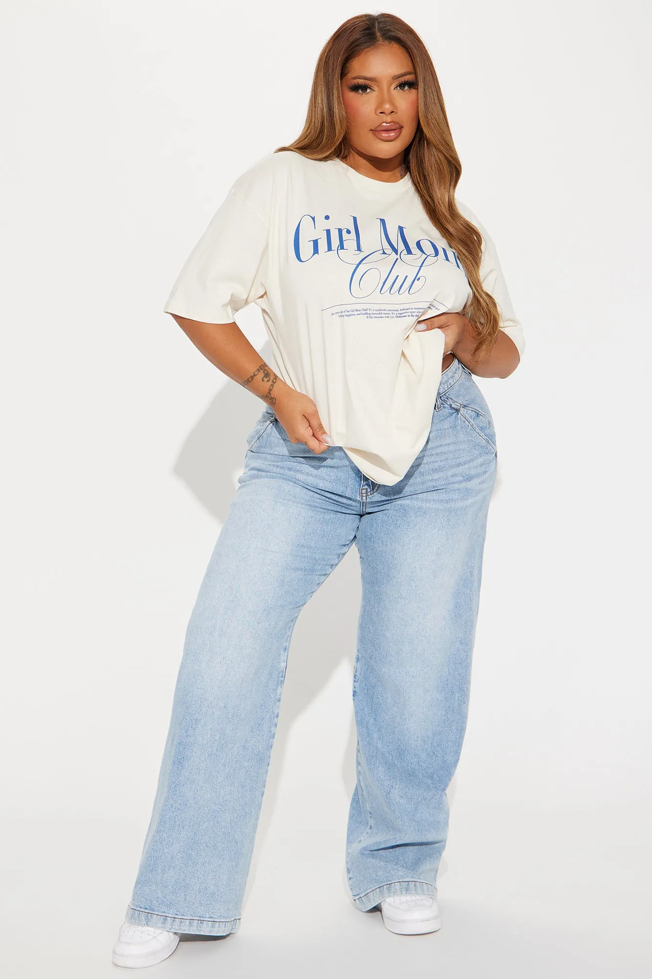 Vintage Girl Mom Club Tee - Beige