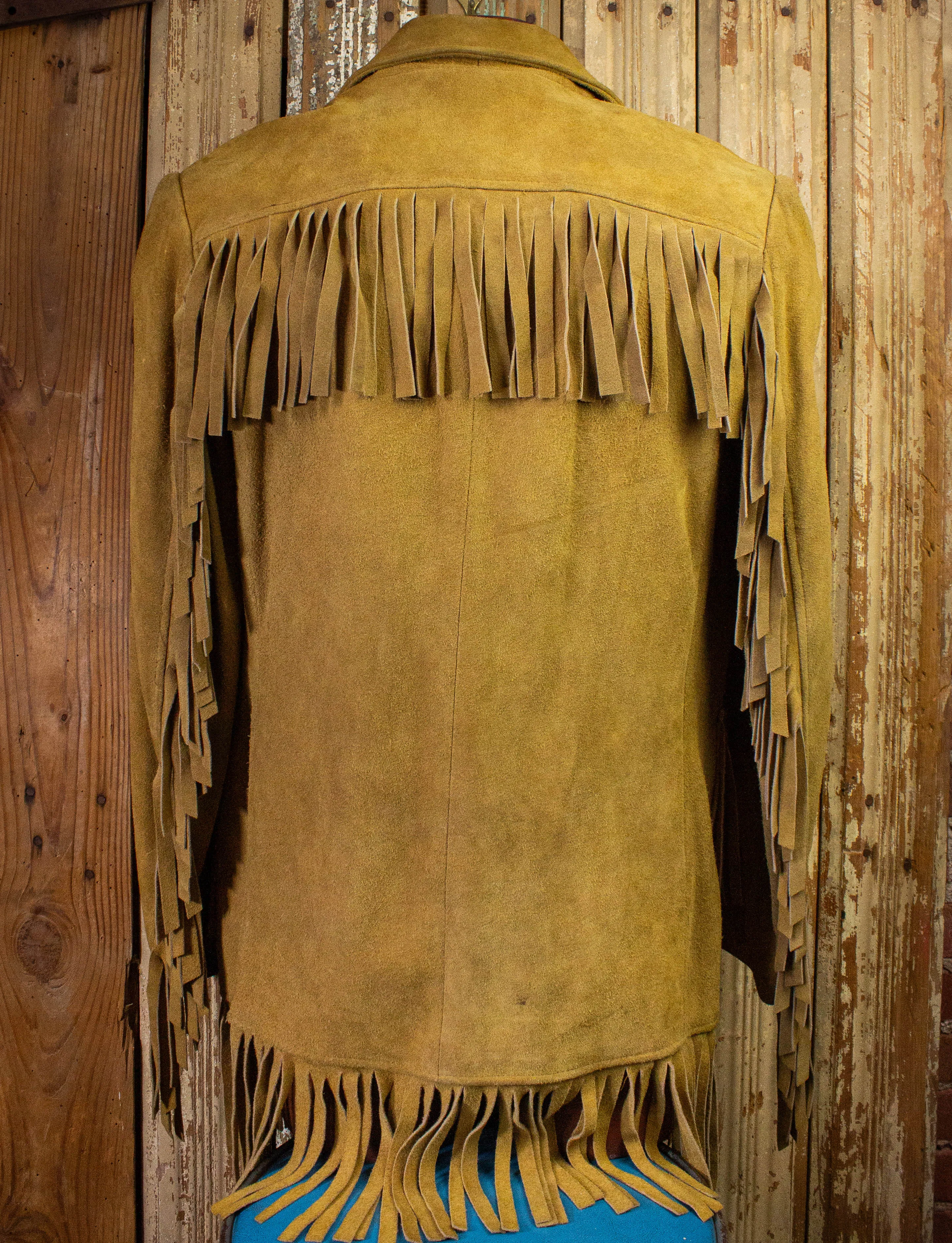 Vintage James S Lee & Co Suede Fringe Jacket 70s Tan XL