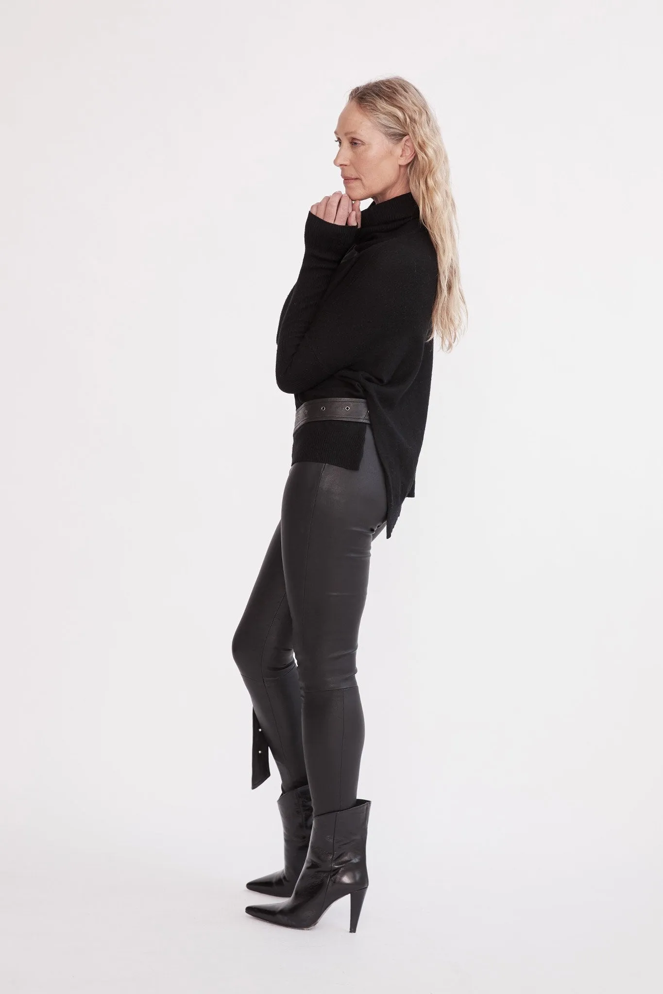 West Broadway Sleek Leather Leggings Black