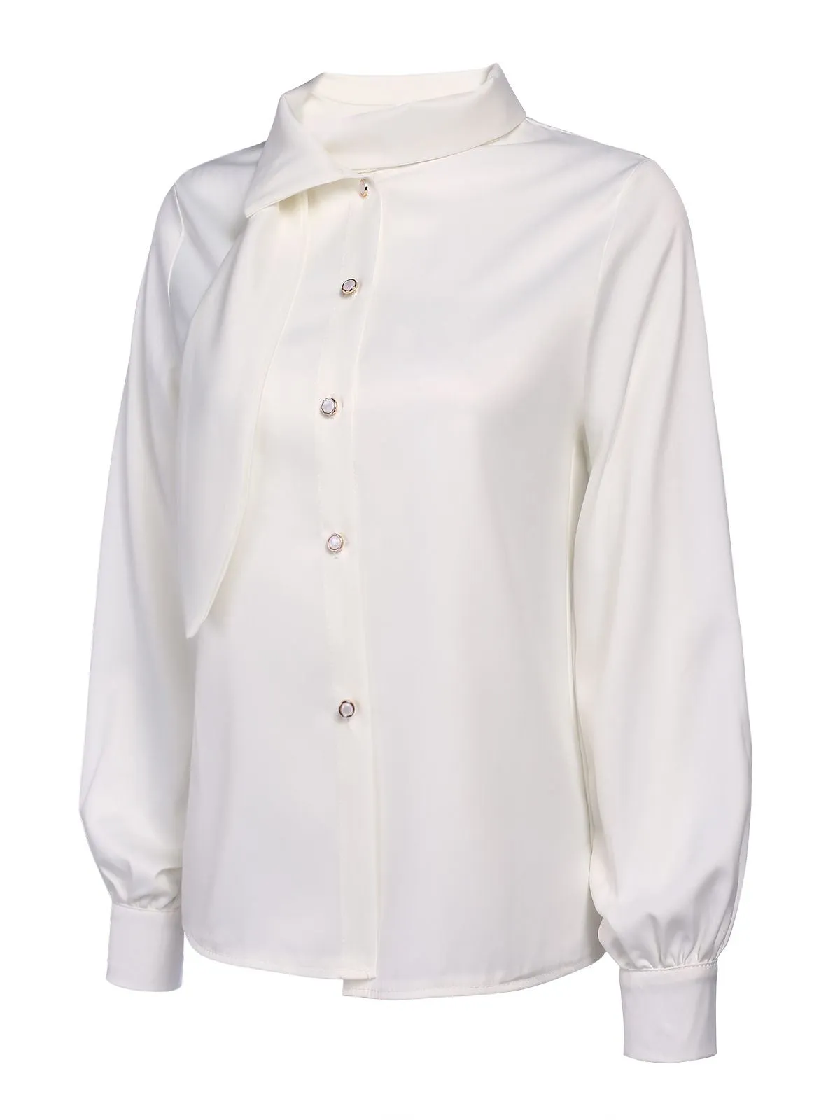 White 1950s Solid Basic Blouse