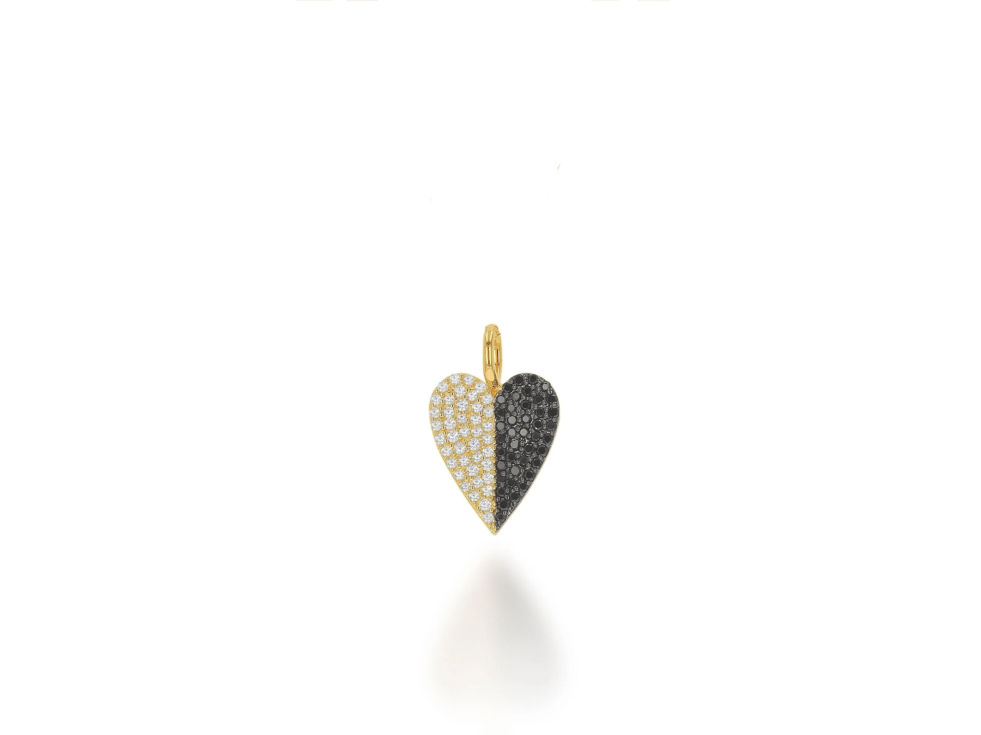 White And Black Diamond Pave Heart Charm