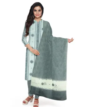 White grey handwoven cotton nuapatna dress material