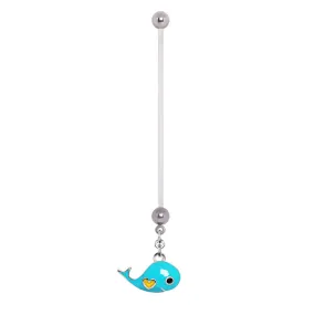 WildKlass Jewelry PTFE Lovely Blue Whale Dangle Pregnancy Navel Ring