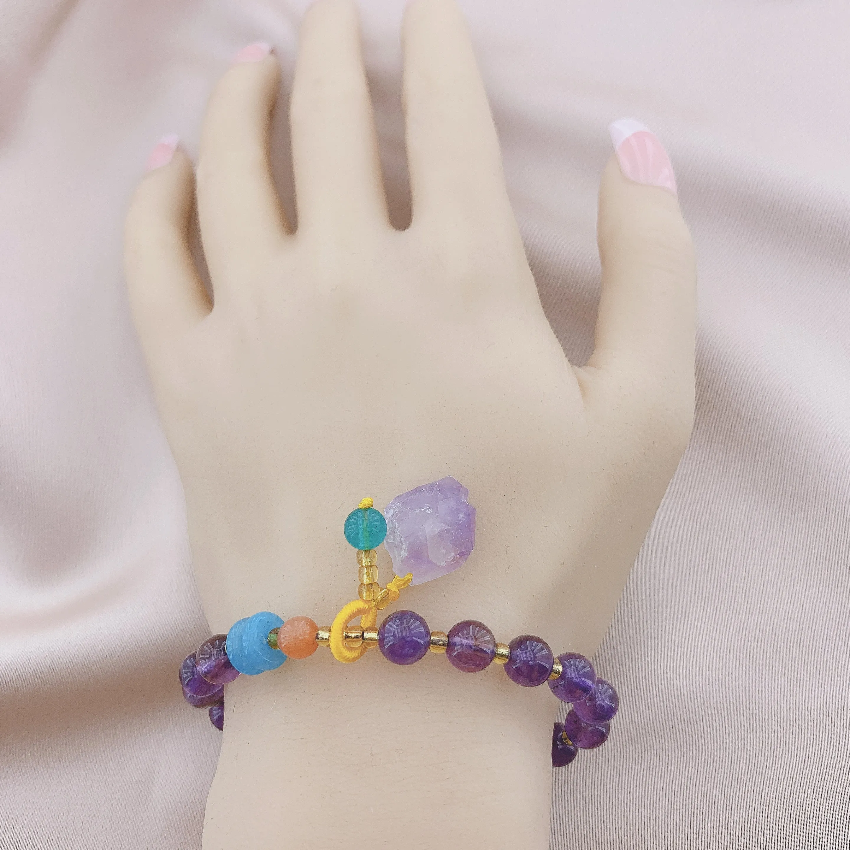 Women's Fashion Amethyst Beads Gemstone Bracelet